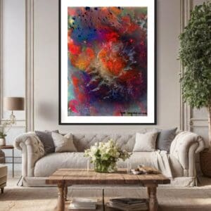 Abstract colorful fluid acrylic painting.
