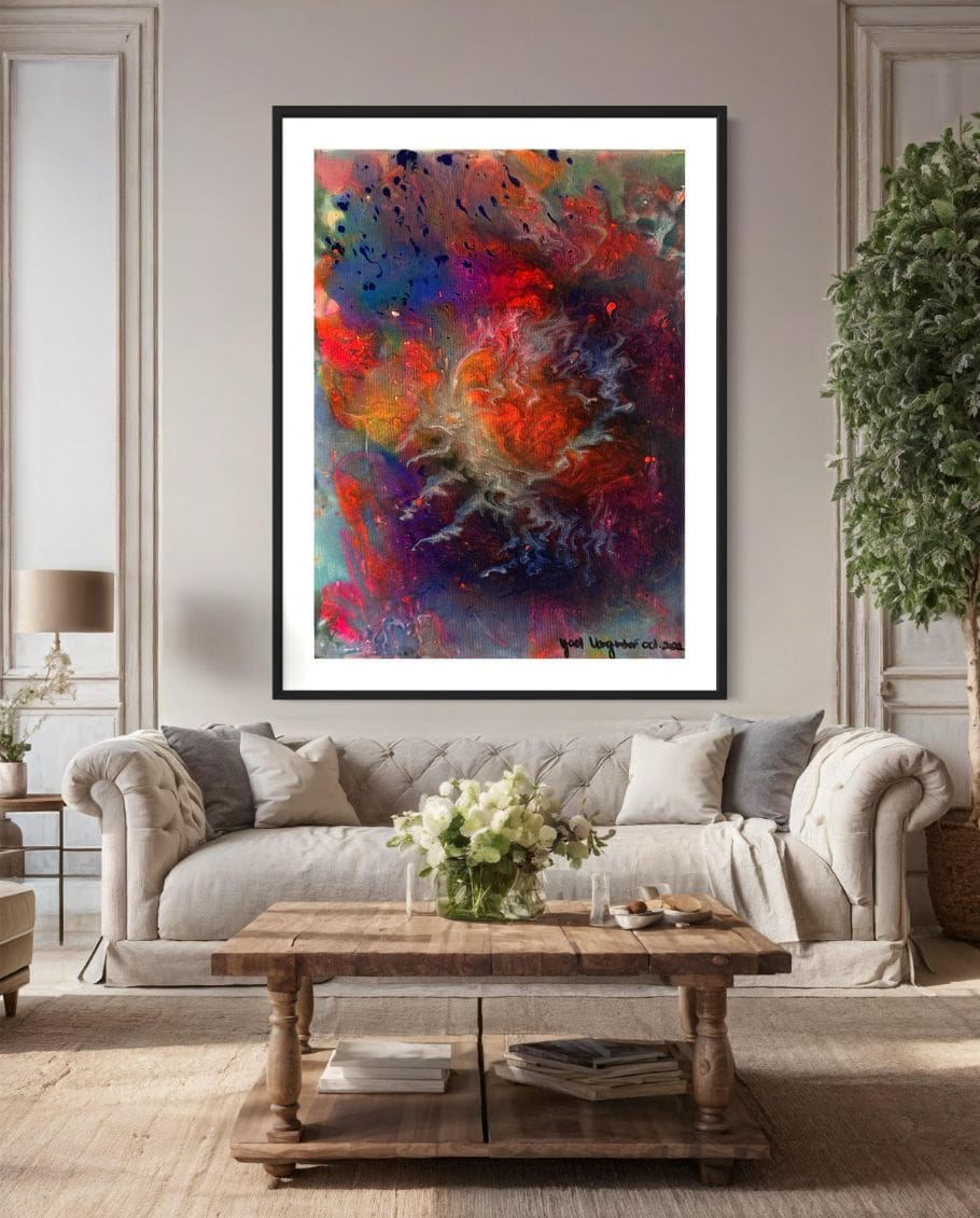 Abstract colorful fluid acrylic painting.