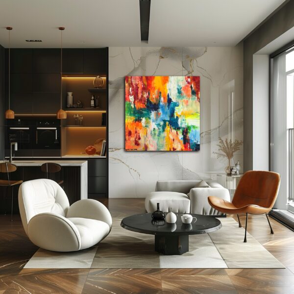 A living room with a couch and chairs