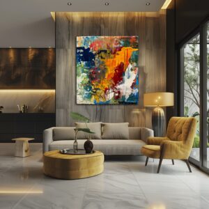 A living room with a couch and chair