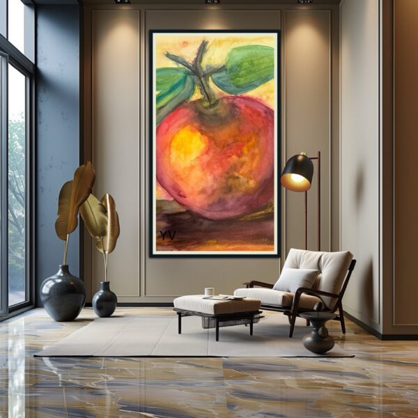 Watercolor painting of a large apple.