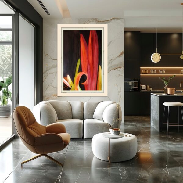 A living room with a couch and chair