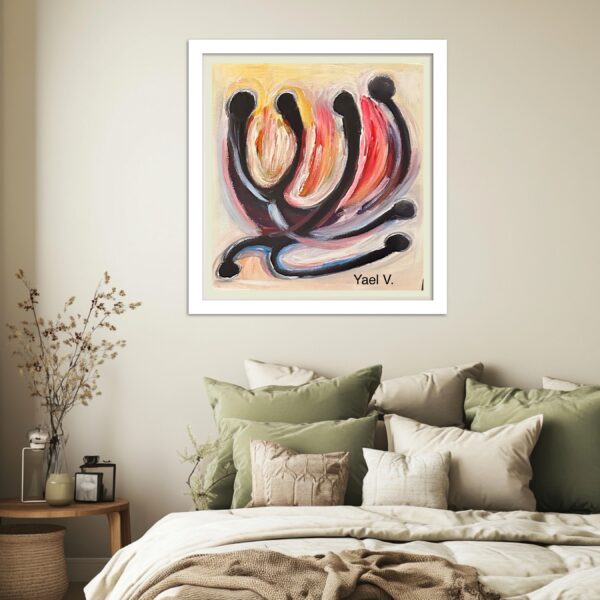A painting of a couple in love on the wall