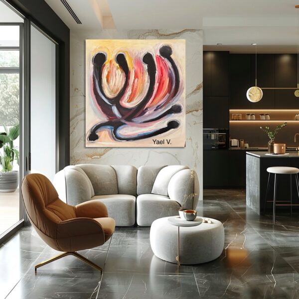 A living room with a couch and chair