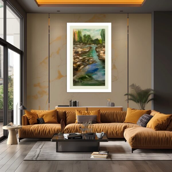 A living room with brown furniture and large windows.