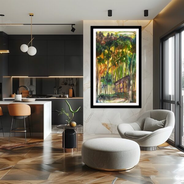 A living room with a couch and chair