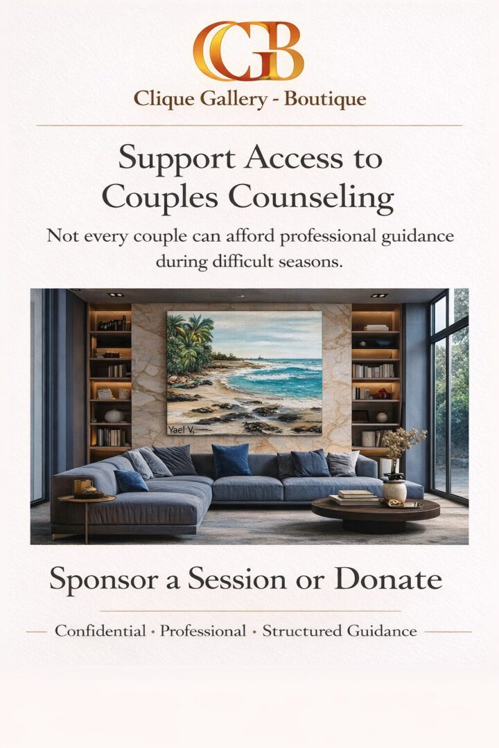 Gallery poster promoting couples counseling support.