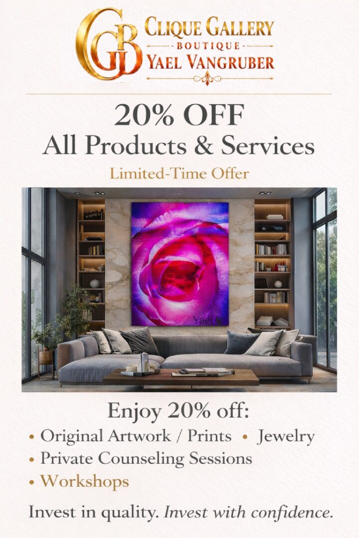 Gallery promotion offering 20% discount advertisement.