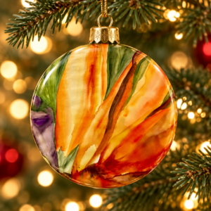 Hand-painted colorful glass Christmas tree ornament